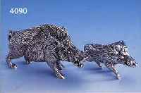 TISCHDEKORATION: 2 WILDSCHEINE, 925ER SILBER MASSIV, NATURALIST.-IDEALIST. DARST., L. BIS CA. 10.5 CM, TOTAL CA. 657 G