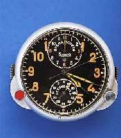 BORDCHRONOGRAPH FüR FLIEGER, SOWJETUNION UM 1948, GEFERT. VON DER I. MOSKAUER UHRENFABRIK,NACHBAU DES JLC-CHRONOFLIGHT KAL. 310, METALL MATT ...