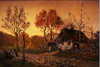 LANLANGER, VIGGO, DÄNISCHER MALER DER MÜNCHNER SCHULE, BAUERNGEHÖFT IN HERBSTLICHER LAND- SCHAFT, ÖL/LWD, LI. U. SIGN., CA. 66 X 90 CM,R