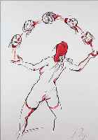 UNGERER, TOMI, LITHOGRAPHIE IN SCHWARZ UND ROT, HANDSIGN. UND NUM. 39/100, CA. 41 X 31 CM