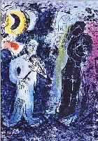 CHAGALL, MARC, 1887 - 1985, "LIEBENDE MIT MOND", FARBLITHOGRAPHIE AUS "LITHOGRAF", UM 1963, CA. 20,5 X 15,5 CM, PP.