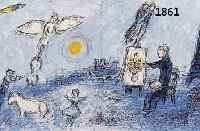 CHAGALL, MARC, 1887 - 1985, "DER MALER UND SEIN ABBILD", FARBLITHOGRAPHIE V. 1961, AUS "DLM" NR. 246, MOURLOT NR. 992, ...