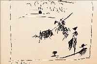 PICASSO, PABLO, 1881 - 1973, PICADOR UND STIER; LITHOGRAPHIE AUS TORROS UND TOREROS, IM STEIN DATIERT 6.3.61, 24,5 X 31,5 CM, RäNDER ...