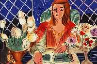 MATISSE, HENRI, 1869 - 1954, "LESENDES MäDCHEN MIT BLUMEN", FARBLITHOGRAPHIE, MONTE CARLO, A. SAURET 1954, KAT. MUSèE DE FRI- ...