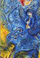 CHAGALL, MARC, 1887 - 1985, "BLAUER ENGEL MIT TIEREN", FARBOFFSET, CA. 29,5 X 21,5 CM, PP., UNTER GLAS, R.