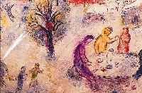 CHAGALL, MARC, 1887 - 1985, KONVOLUT AUS ZWEI FARBOFFSETS AUS DAPHNIS UND CHLOE VON 1961, "DAS MAHL BEI DYRAS", MOURLOT 334, ...