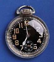 WALTHAWALTHAM MILITÄR-B-TASCHENUHR, USA UM 1938, NICKEL/SILBERGEH., BODEN U. GLASR. GESCHR., ORIG.-EMAILBL., LEUCHTFARBE ALTERSBED. BRÜCHIG 17 ...