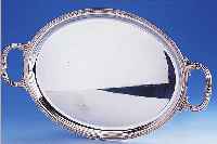 TABLETT, BAROCKSTIL, 800ER SILBER, 2 HENKELREICH VERZIERT, STIL. AKANTHUSDEKOR, CA. 795 G28.5 X 46.5 CM