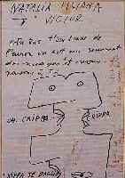BRAUNER, VICTOR, SKIZZE IN FILZSTIFT UND TINTE AUS EINEM BRIEFBOGEN DER FLUGGESELLSCHAFT ALITALIA, CA. 27 X 16 ...