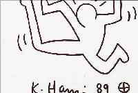 HARING, KEITH, ZEICHNUNG, FILZSTIFT AUF PAPIER, HANDSIGNIERT UND DATIERT 89, CA. 19 X 27,5 CM, PP, U.GL., R