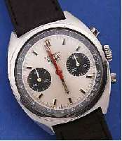 HEUER ARMBANDCHRONOGRAPH CARRERA, EDELST., BODEN GESCHR., KONTRASTZIFFERBL., 30-MIN.- STOPPZäHLER, TACHYMETERAUßENSKALA, 17 ST., ...