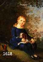 BIEDERMEIERKüNSTLER, 1. HäLFTE 19. JH., KLEINES MäDCHEN MIT HUND, ÖL/MALKARTON, UN- SIGN., 22 X 17,5 CM, R.