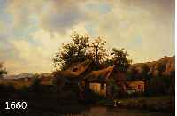 HEINHEIN, EDUARD JUN., DÜSSELDORFER KÜNSTLER DES 19. JH., MALTE ZAHLREICHE ROMANTISCHE LANDSCHAFTSBILDER, HIER: WASSERMÜHLE IN LANDSCHAFT, ...