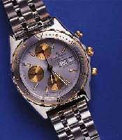 LOUIS REGINLOUIS REGINE ARMBANDCHRONOGRAPH AUTOMATIK, SCHWEIZ UM 1998, UNGETR. LAGERW., EDELST., BODEN U. KRONE GESCHR., BEI FERTIGST. WASSER- D. ...