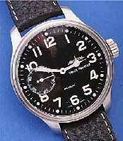 AVIATIK FLIEGERARMBANDUHR SPACESHUTTLE, EDELST. MATT., D. CA. 47 MM, KONTRASTZIFFERBL.BODEN GESCHR., BEIDS. MINERALVERGL., LEDERB., ETUI, 17 ...
