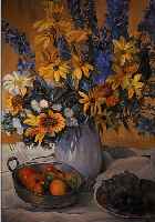 STUMM, RICHARD, GEB. 1900 WORMS, STILLEBEN MIT FRüCHTEN UND BLUMEN, ÖL/LWD., SIGN., 80,5 X 61 CM, R.