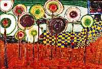 HUNDERTWASSER, FRIEDENSREICH, BLACK GIRL, DISCOVERY IN THE BLUE MOUNTAINS...FARBOFFSET, CA. 44 X 62 CM
