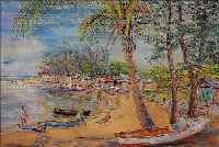 DEMMEL, ALBERT, PLAYA POPULAR DE JAIMANITAS, HABANA-CUBA, PASTELL AUF PAPIER, LI. U. SIGN. UND DAT. 1959CA. 38 X 50 ...