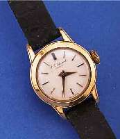 L.U. CHOPARD DAMENARMBANDUHR, SCHWEIZ UM 1964, METALL HARTVERG., EDELST.-BODEN GESCHR.,VERS. BLATT, AUFGES. GOLD-STD.-ZEICHEN, GOLDZEIGER, ...