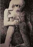 ANTES, HORST, GEB. 1936 HEPPENHEIM, LEBT IN KARLSRUHE, FIGUR MIT EINER WUNDE, LITHO- GRAPHIE IN SCHWARZ UND ZARTGRüN, 1970, WVZ LUTZE 304B, ...