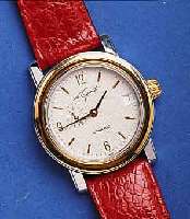 LE GULE GUET DAMENARMBANDUHR, AUTOMATIK, GEH. EDELST. U. GG KOMB. INCL. ORIG. LEDERBD. M. ORIG. DORNSCHL., ANZ. V. STD., MIN., KL. SEK. U. DAT., ...