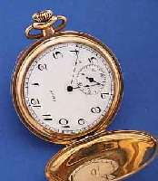 ELGIN HERRENTASCHENUHR SAVONETTE, USA UM 1921, METALL RG-AUFL., BEIDE SCHALEN SCHMUCK- GRAV., MONOGR.-SPIEGEL FREI, 2-TEIL. EMAILBL.,SIGN., GEBL. ...