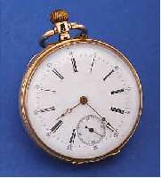HERRENTASCHENUHR OFFEN, SCHWEIZ UM 1885, RG 750/000, MONOGR.-SPIEGEL FREI, BODEN SYM. GUILL., EMAILBL., ORIG.-ZEIGER, ZEIGERSTELL- DR. AUßEN ...