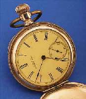 WALTHAM HERRENTASCHENUHR SAVONETTE, METALL- GEH. ROTVERG., BER., BEIDE SCHALEN SYM. GUILL.BüGEL PROV. ERS., MONOGR. VLC, EMAILBL. SIGN.,FEIN ...