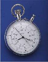LEMANIA EINHANDSTOPPER, SCHWEIZ UM 1965, METALL HARTVERCHR., ORIG.-ETUI, EMAILFARB. KONTRASTZIFFERBL., 60-MIN.- U. 12-STD.-STOPP- ZäHLER, ...