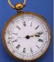 HERRENTASCHENUHR, SCHWEIZ/ENGLAND UM 1880, MESSING BER., EMAILBL. M. 300ER AUßENTEILUNG, DIR. ZENTRALSEK., DEZENTR. MIN.-RAD, VERG. ZYLINDERW., ...