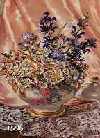 COTTIN, LOUISE, FRZ. KüNSTLERIN, GEB. IN ALGERIEN, ERHIELT 1934 EINE PREIS IN ROM, HIER: STILLEBEN MIT WIESENBLUMEN IN POR- ZELLANDOSE ...