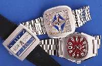 KONVOLUT: 4 AERO HERRENARMBANDUHREN, SCHWEIZFüR DEN DTSCH. MARKT, ALLE AUTOMATIK, UNGE- TR. LAGERW., UM 1973, ALLE EDELST., ALLE INCABL. ...