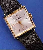 NICOLET WATCH DAMENGOLDUHR, SCHWEIZ FüR DEN DTSCH. MARKT UM 1965, GG 750/000-CARREEGEH., LEDERB., UNGETR. LAGERW., BODEN GEDR., VERS. BLATT, ...