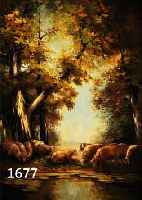 HEIM, OTTO,  SCHAFE AN EINEM WEIHER IN WALDLICHTUNG, ÖL/LWD, RE. U. SIGN., CA. 80 X 70 CM, R.