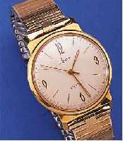 LACO HERRENARMBANDUHR ELEKTRIK, DEUTSCHLAND UM 1968, METALL HARTVERG., EDELST.-BODEN, ZUGGLIEDERB., TEILW. M. SCHERENGL. (USA-PA- TENT), ...