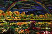 UNGER, HANS, 1872 BAUTZEN-1936 DRESDEN, WEITE LANDSCHAFT MIT REGENBOGEN, ÖL/MALKARTON,RE. U. SIGNIERT, EXPRESSIVE FARBIGKEIT BEI PASTOSEM ...