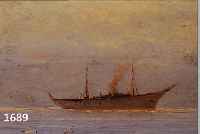LEITNER, HEINRICH, 1842 WIEN-1913 HAMBURG, DAMPFSCHIFF AUF RUHIGER SEE, ÖL/HOLZ, LI. U. SIGN. UND DAT. 1906, U.GL., ORIG. ...