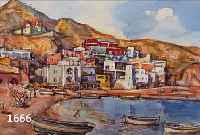 BIBUS, FELIX, 1899 WOLLIN-1971 ERLENAU, SüDLICHES FISCHERDORF AM MEER, AQUARELL üBER BLEISTIFT, LI. U. SIGN. UND DAT. 68, CA. 34,5 X 49,5 CM, ...