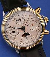 MAURICE LACROIX ARMBANDCHRONOGRAPH MIT VOLL- KALENDER INCLUSIVE MONDPHASE AUTOMATIK, EDELST., BODEN U. KRONE GESCHR., BEI ...