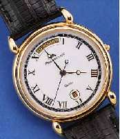 MAURICE LACROIX HERRENARMBANDUHR, REF.-NR. 96376, SCHWEIZ UM 1995, METALL HARTVERG., EDELST.-BODEN GEDR., ORIG.-LEDERB., SAPHIR- FLACHGL., ...