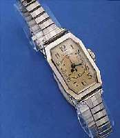 GRÜN DAMENARMBANDUHR, SCHWEIZ/USA UM 1932, WG-FILLED, METALLZUGGLIEDERB. M. WG-AUFL. SPäTER, VERS. ORIG.-BLATT, SELTEN M. ZENTRAL- SEK., ...
