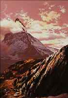 BOSCHAN, WALTER J., MITTE 20. JHD., WAR PROF. IN SALZBURG, HIER: "BERG DER SEHNSUCHT (MATTERHORN)", TEMPERA, SIGN., VERSO NOCHMALS,65 ...