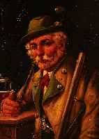 SEITZ, MALER DER MüNCHNER SCHULE, UM 1900, PORTRäT EINES PFEIFERAUCHERS MIT BIERGLAS, ÖL/HOLZ, LI. U. SIGN., CA. 21 X 15,5 CM, MIT ...