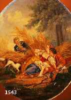 UNBEKANNTER MALER, FRANKREICH, UM 1830-40, GALANTE SZENE IM HEU, ÖL/LWD, NACH DEM VORBILD VON BOUCHER, LI. U. UNLESERLICH SIGN.,ZWEI ...