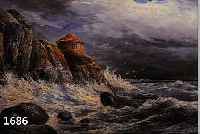 WARBECK, UM 1900, SCHIFF IN STüRMISCHER BRANDUNG, ÖL/LWD., LI. U. UNLESERLICH SIGN., KRAKELIERT, 50 X 80 CM, R.
