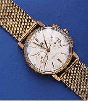 TISSOT ARMBANDCHRONOGRAPH STADIUM, METALL ROTVERG., EDELST.-BODEN U. GLASR. GEDR., NEUTR. GG 750/000-FLECHTB., BLATT VERS., L. FL., ...