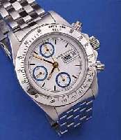 SPACESHUTTLE ARMBANDCHRONOGRAPH AUTOMATIK, SCHWEIZ UM 1999, MASSIV EDELST. INCL. EDELST.-BAND, TEILW. SAT., TEILW. POL., BODEN, KRONE U. DRüCKER ...