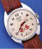 ORIS ARMBANDUHR, SCHWEIZ UM 1970, METALL HARTVERCHR., EDELST.-BODEN GESCHR., RALLEY- DESIGN, KAL. 692, STOßGES., UNGETR. LAGERW., LEDERB., ...