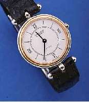VAN CLEEF & ARPLES DAMENARMBANDUHR SERIE 1A- COLLECTION, EDELST. POL., MASSIV GG-LüNETTE,SAPHIRFLACHGL., EMAILFARB. KONTRASTZIFFERBL., ...