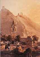 KONV. VON 5 BLATT, MIT ANSICHTEN V. BORN- HOFEN, LIEBENSTEIN U. STERNBERG: 1.) GETöNTE LITHO. AUS HYMANS LE RHIN MONUMENTAL, CA. 1862, ...